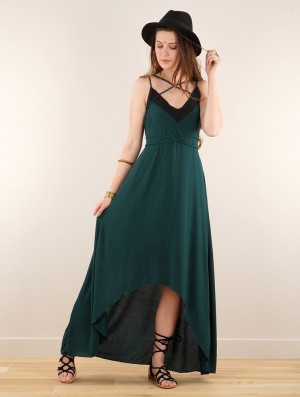 Toonzshop Topäaz Loose Strappy Long Dress Kleid Damen Pfauen | 2814HOYZD