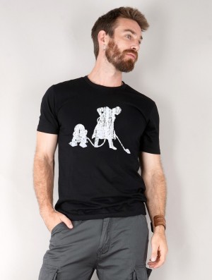 Toonzshop Vader R2d2 Vacuum Printed Short Sleeve T-shirt T-Shirt Herren Schwarz | 8927UXHZJ
