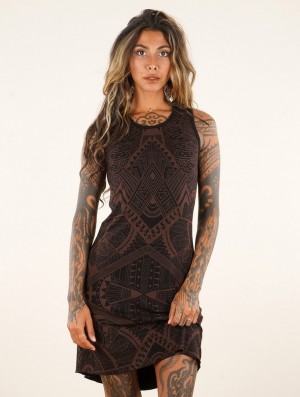 Toonzshop Vairë Africa Printed Sleeveless Short Dress Kleid Damen Schwarz | 7596CNHME