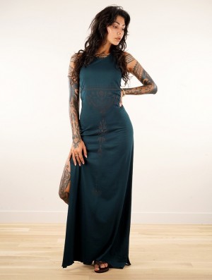 Toonzshop Vairë Anazra Printed Sleeveless Long Dress Kleid Damen Blau | 1306ARGMB