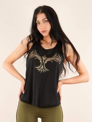 Toonzshop Vinga Printed Tank Top Tanktop Damen Schwarz Gold | 2450XOMDN