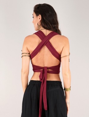 Toonzshop Wakiza Infinity Crop Top Bra BHs Damen Wine | 7968KHJPA
