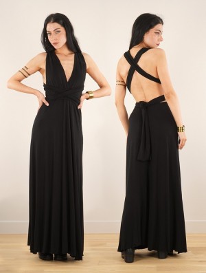 Toonzshop Wakiza Long Infinity Dress Kleid Damen Schwarz | 2305YKGEN