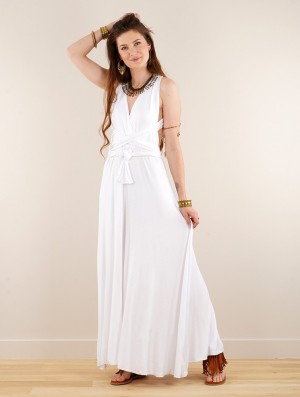 Toonzshop Wakiza Long Infinity Dress Kleid Damen Weiß | 3415SPEWB