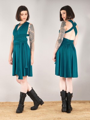 Toonzshop Wakiza Short Infinity Dress Kleid Damen Blau | 6851KMEBF