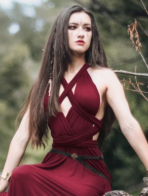 Toonzshop Wakiza Short Infinity Dress Kleid Damen Wine | 1924RAZGW