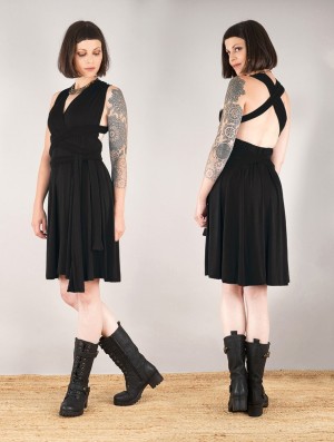 Toonzshop Wakiza Short Infinity Dress Kleid Damen Schwarz | 8471PDKWE
