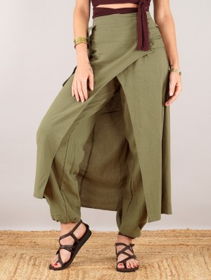 Toonzshop Wanda Harem Skirt Pants Rock Damen Olivgrün Grün | 6930VRPJO