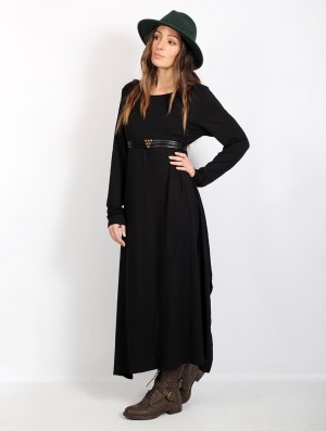 Toonzshop Wasilah Long Sweater Dress Kleid Damen Schwarz | 4570GBCLH