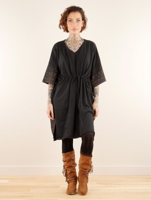 Toonzshop Wilwarin Ethnic Arrow Kaftan Dress Kleid Damen Schwarz | 6517WNGCL