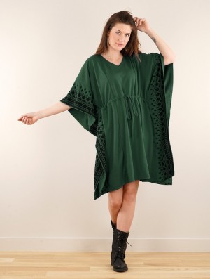 Toonzshop Wilwarin Ethnic Arrow Kaftan Dress Kleid Damen Grün | 9745GWEIU