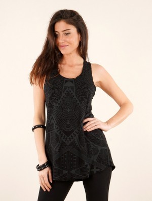 Toonzshop Yavana Africa Printed Racerback Tank Top Tanktop Damen Schwarz | 1846UEOVH