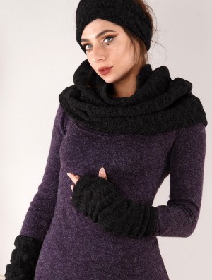 Toonzshop Yüm Crochet Arm Warmers Fingerless gloves-legwarmers Damen Schwarz | 3865OREAH