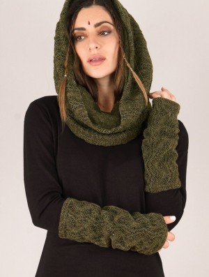 Toonzshop Yüm Crochet Arm Warmers Fingerless gloves-legwarmers Damen Olivgrün Grün | 3842HYCQM