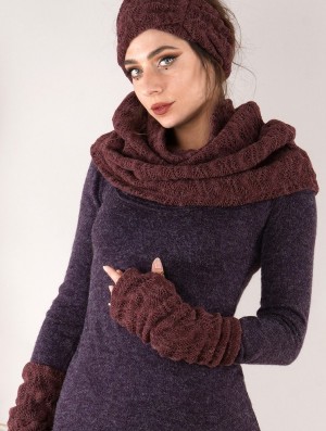 Toonzshop Yüm Crochet Arm Warmers Fingerless gloves-legwarmers Damen Wine | 4819DUJBE