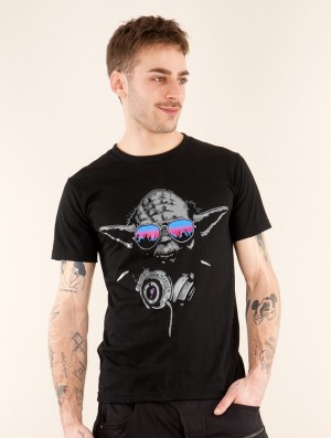 Toonzshop Yoda Master Printed Short Sleeve T-shirt T-Shirt Herren Schwarz | 9721CQJYF