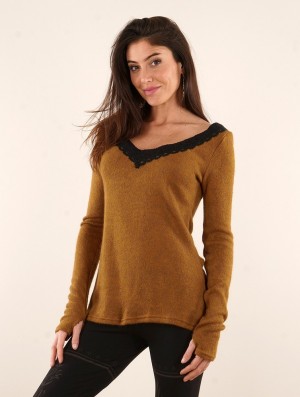 Toonzshop Ysälys Reversible Crochet-neck Sweater Pullover Damen Rusty | 1607EQSXD