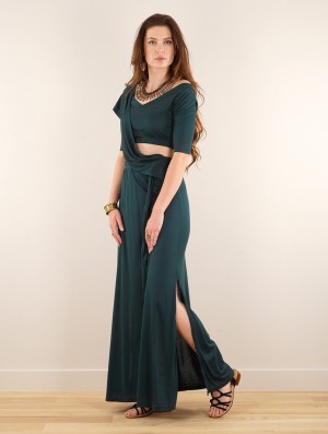 Toonzshop Zalya Anazra Printed 3in1 Long Dress Kleid Damen Blau | 6482XFGHR