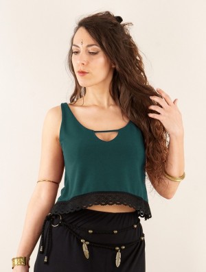 Toonzshop Öde Reversible Short Sleeve Top Oberteile Damen Teal | 0153VWQKP